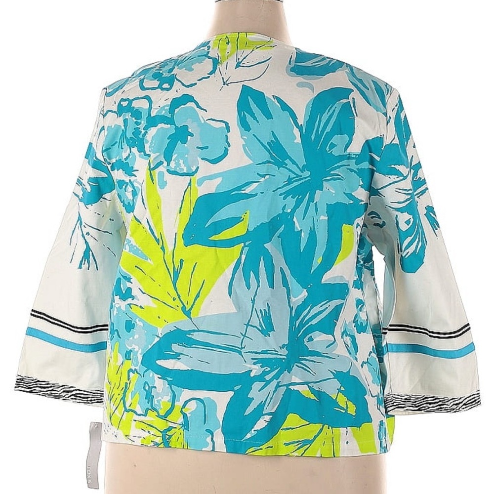 NEW!! Tropical sequin & beaded 3/4 length sleeve jacket - Picture 2 of 4